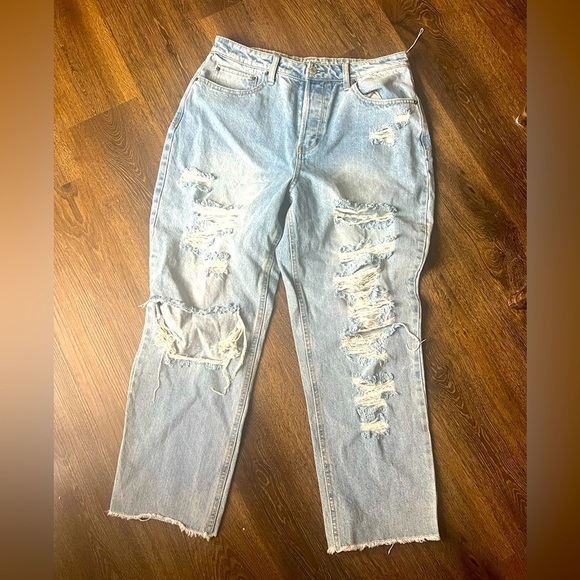 Vanilla Star Denim - Vanilla Star 90s Boyfriend Jeans size 13 Distressed Ripped Denim hand painted